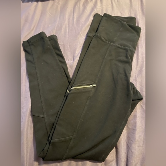 Athleta Pants - Athleta Black Leggings Front Zipper Pockets Size Small